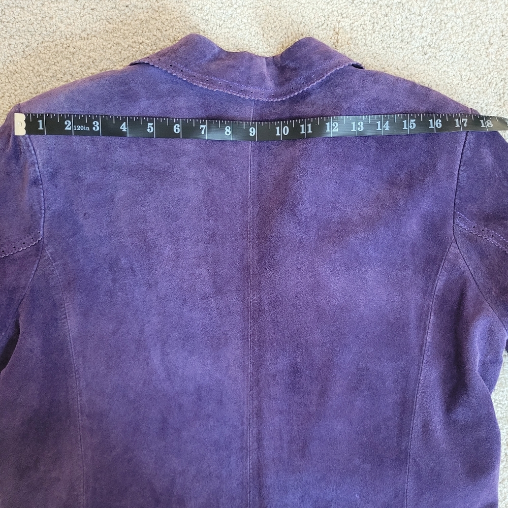 Margaret Godfrey VTG Purple Suede Leather Long Jacket Boho Western Sz 12 - Picture 8 of 10
